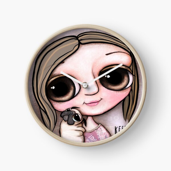 Little child big eyes and the pug Clock
