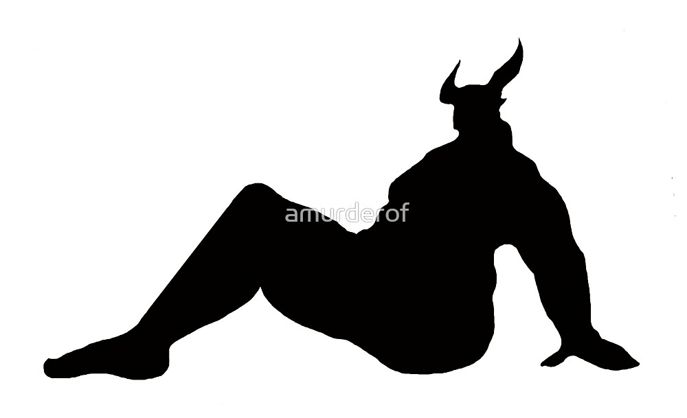 "Horns Up Babe Silhouette (LeftFacing)" by amurderof Redbubble