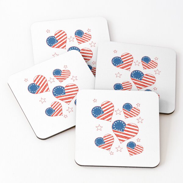 Item preview, Betsy Ross flag Hearts Distressed with 13 original colonies designed and sold by funnytshirtemp.