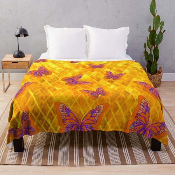 Item preview, ORANGE FLUTTERING BUTTERFLIES YELLOW DIAMOND PATTERNS, designed and sold by sharlesart.