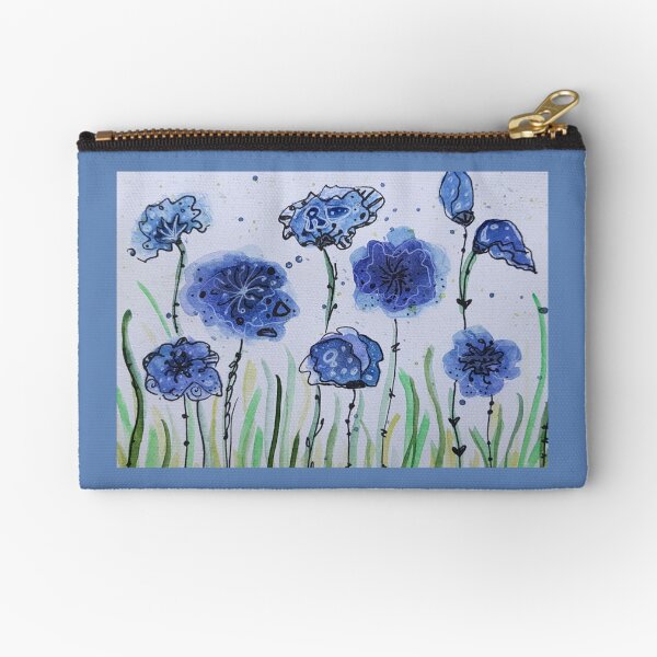 Blue flowers 2 Zipper Pouch