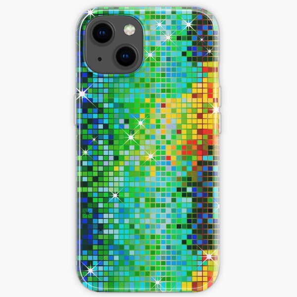 Image of a Metallic Green Tones Sequins Look-Disco Ball Pattern iPhone Soft Case