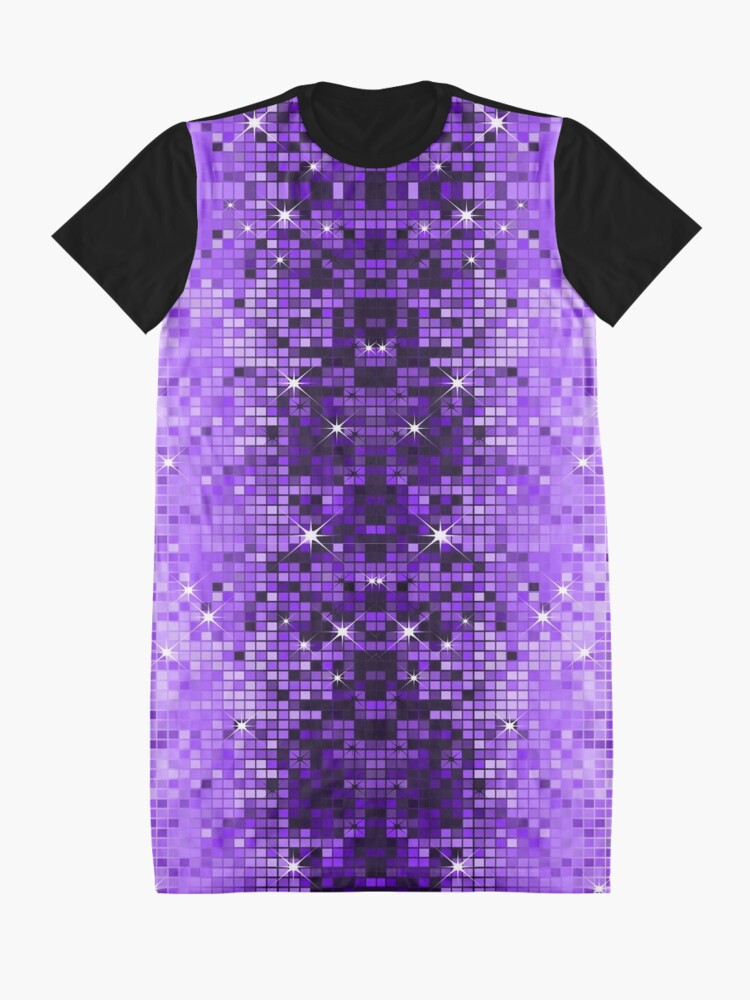 Graphic T-Shirt Dress, Image of Purple Metallic Sequence Look Geometric Glitter Pattern designed and sold by artonwear