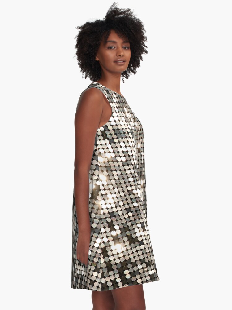 Alternate view of Silver Gray Disco Glitter & Sparkles A-Line Dress