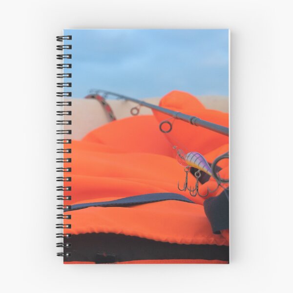 Item preview, orange life jacket fishing and rod on fishing designed and sold by mrivserg.