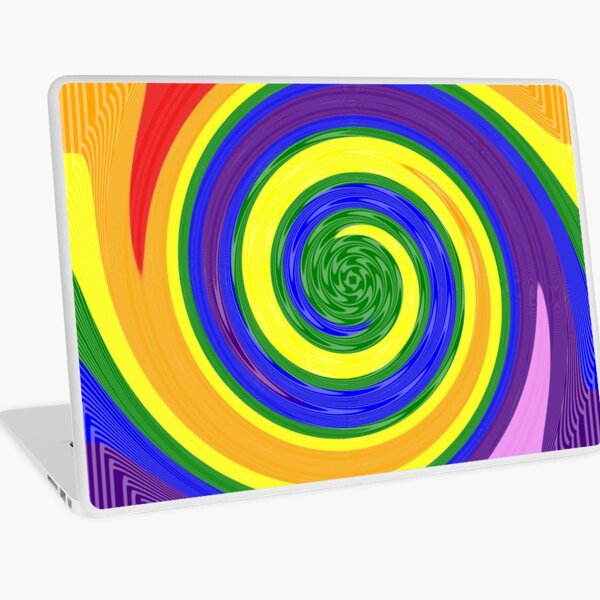 #Design, #vortex, #abstract, #spiral, twirl, illustration, twist, art, pattern, creativity, psychedelic, rainbow Laptop Skin