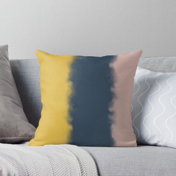 Aperçu de l'œuvre Rayures de peinture floues jaune moutarde, rose fard à joues et bleu marine. Conception de bloc de couleur minimaliste créée et vendue par kierkegaard.