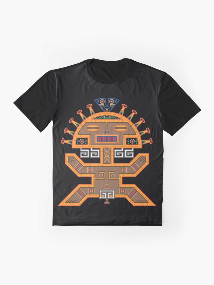 Alternate view of MUISCA CHIBCHA COLOMBIA MAN MASK IDOL - full colour Graphic T-Shirt