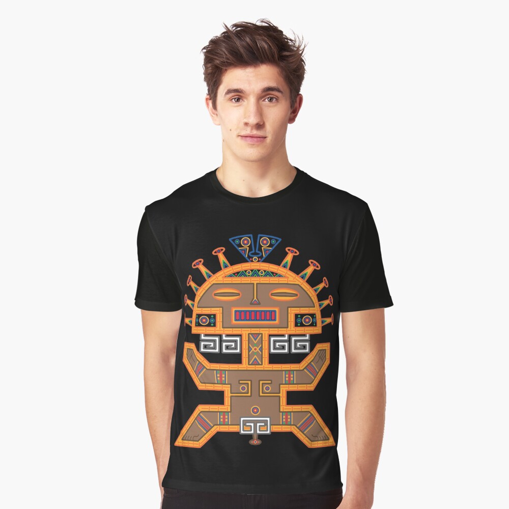 MUISCA CHIBCHA COLOMBIA MAN MASK IDOL - full colour Graphic T-Shirt