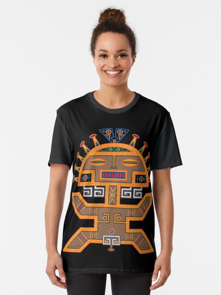 Alternate view of MUISCA CHIBCHA COLOMBIA MAN MASK IDOL - full colour Graphic T-Shirt