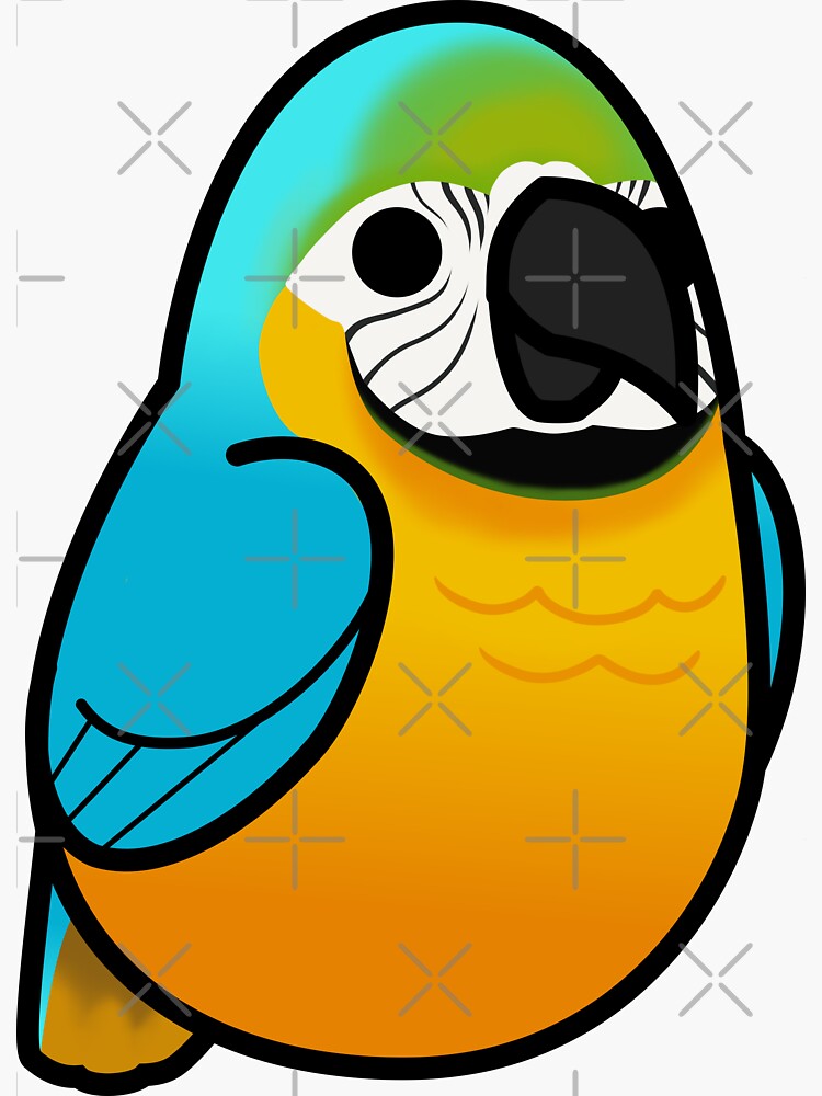 "Too Many Birds! - Blue & Gold Macaw" Sticker by MaddeMichael | Redbubble