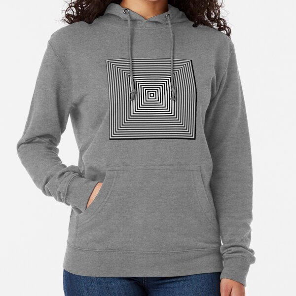 1 point perspective illusion, #Design, #illusion, #abstract, #square, puzzle, illustration, shape, art Lightweight Hoodie