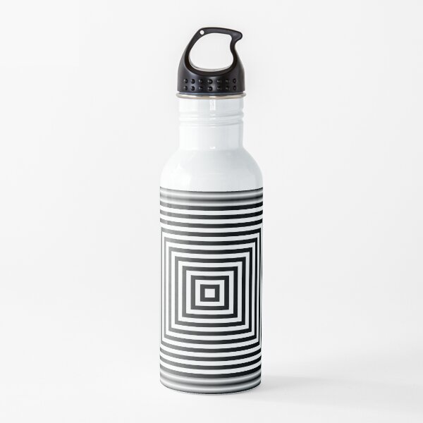 1 point perspective illusion, #Design, #illusion, #abstract, #square, puzzle, illustration, shape, art Water Bottle