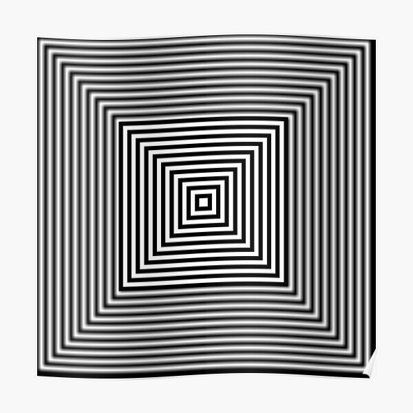 1 point perspective illusion, #Design, #illusion, #abstract, #square, puzzle, illustration, shape, art Poster