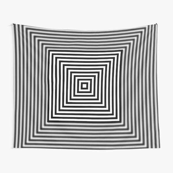 1 point perspective illusion, #Design, #illusion, #abstract, #square, puzzle, illustration, shape, art Tapestry