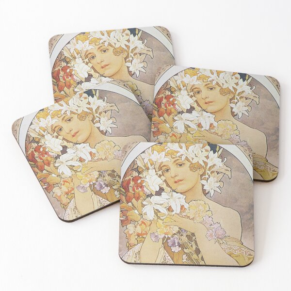 Aperçu de l'œuvre Alphonse Mucha - Fleurs créée et vendue par vakashop.