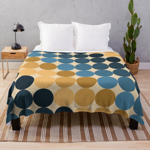 Item preview, Cirque Pattern in Ochres and Blues. Minimalist Retro Mid Century Modern Dot Design designed and sold by kierkegaard.