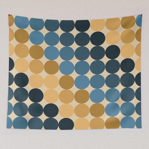 Item preview, Cirque Pattern in Ochres and Blues. Minimalist Retro Mid Century Modern Dot Design designed and sold by kierkegaard.