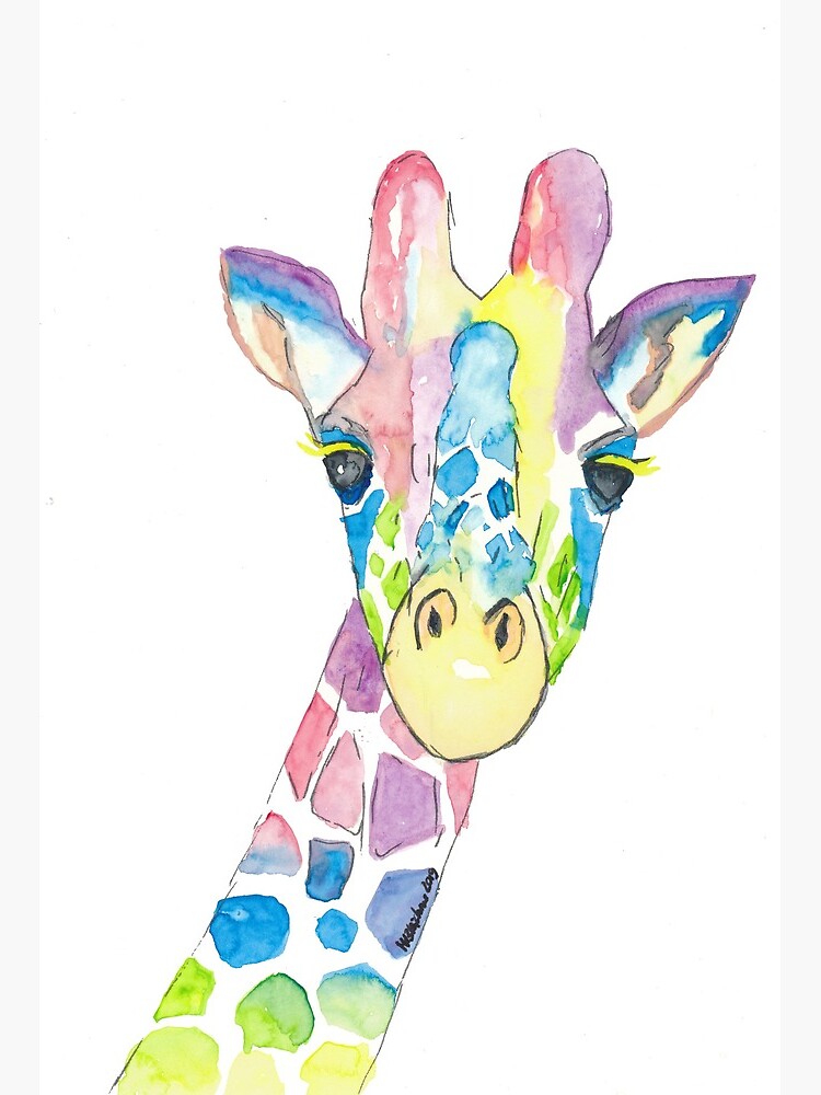 Art & Collectibles Watercolor Painting Colorful Giraffe watercolor etna