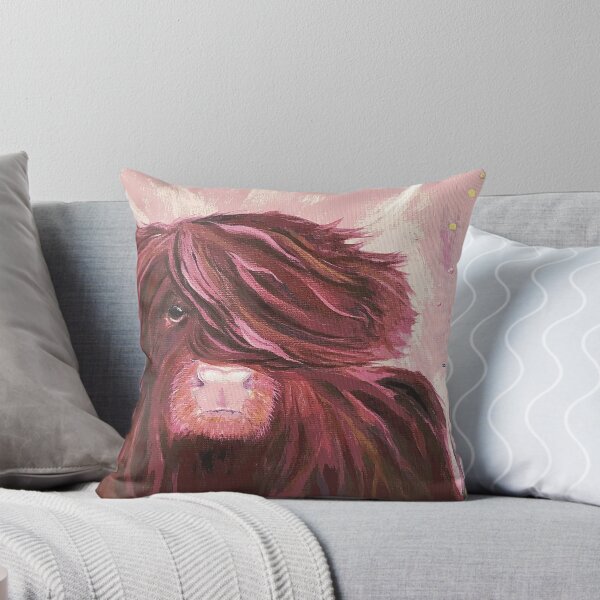 Aperçu de l'œuvre Highland Cow dans les tons violets créée et vendue par Amazingraceart.
