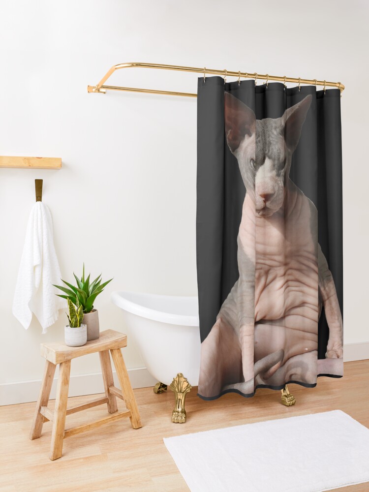 Alternate view of Giant hairless cat Shower Curtain