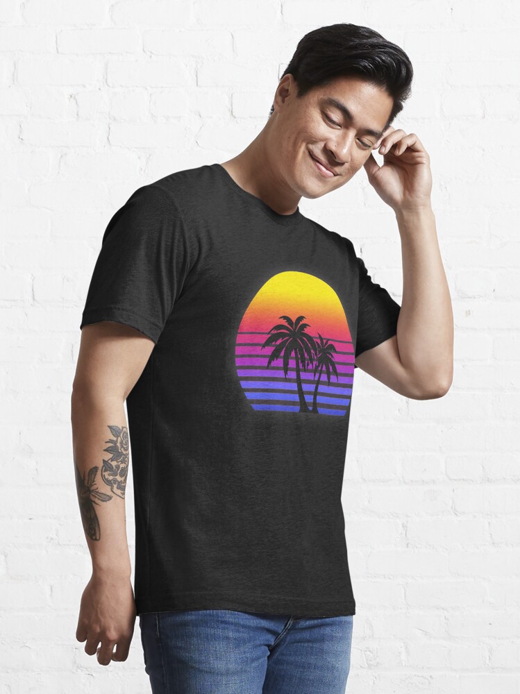 Alternate view of Synthwave Sun Palm Trees Essential T-Shirt