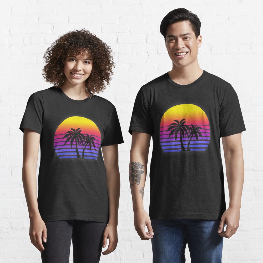 Synthwave Sun Palm Trees Essential T-Shirt