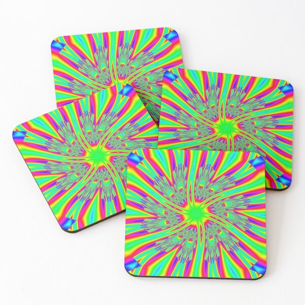 #Decoration, #abstract, #pattern, #rainbow, ornate, shape, textile, color image, textured, retro style, styles Coasters (Set of 4)