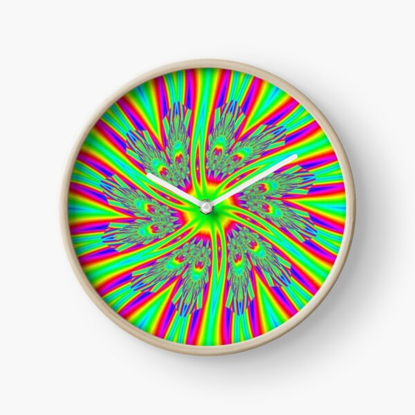 #Decoration, #abstract, #pattern, #rainbow, ornate, shape, textile, color image, textured, retro style, styles Clock