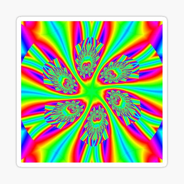 #Rainbow, #ornate, #shape, #textile, color image, textured, retro style, styles Glossy Sticker