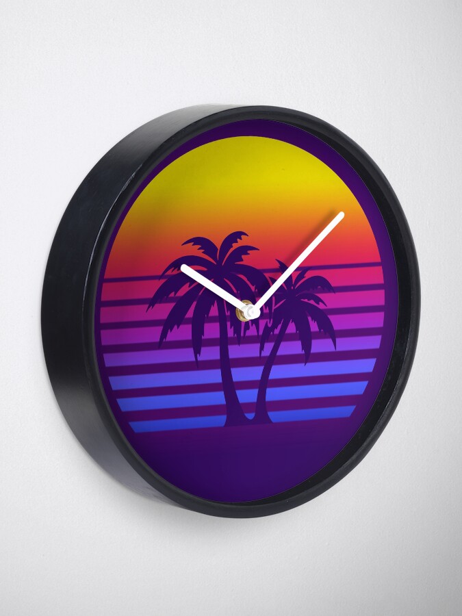 Alternate view of Synthwave Sun Palm Trees Clock