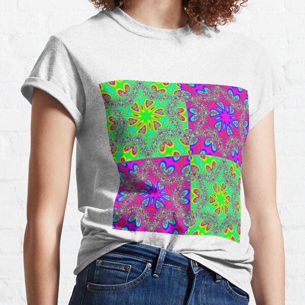 #Illustration, #abstract, #pattern, #design, vector, rainbow, ornate, shape, textile Classic T-Shirt