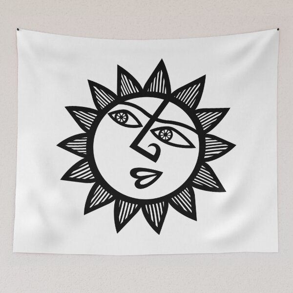 Item preview, Original Happy and Smirky Sun Looking Up Design (B/W) designed and sold by wariana.