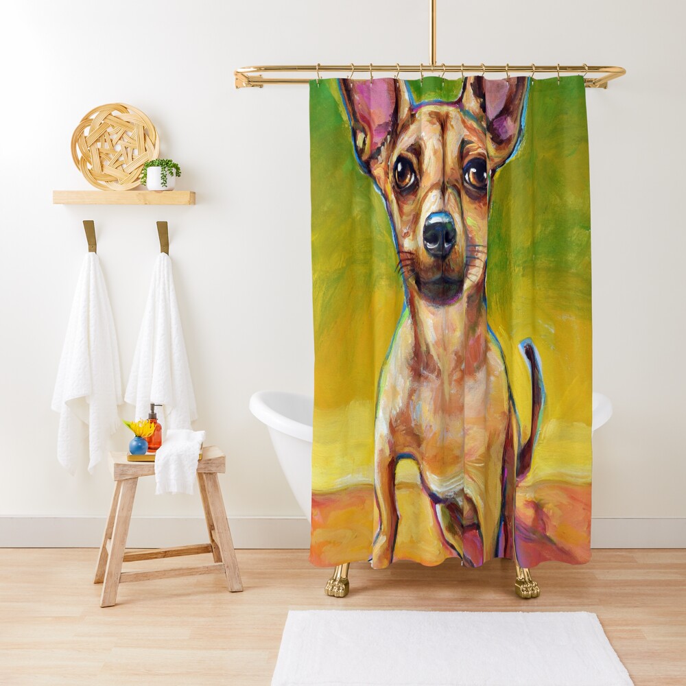 "Ollie the Chihuahua" Shower Curtain for Sale by RobertPhelpsArt