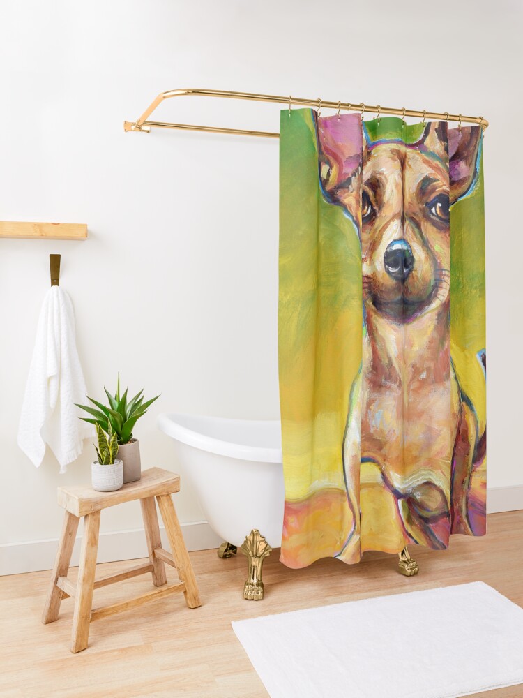"Ollie the Chihuahua" Shower Curtain for Sale by RobertPhelpsArt