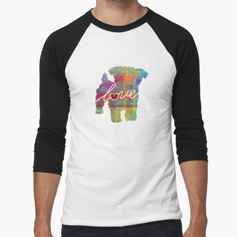 Yorkiepoo Love - A Bright and Colorful Watercolor Style Gift Baseball ¾ Sleeve T-Shirt