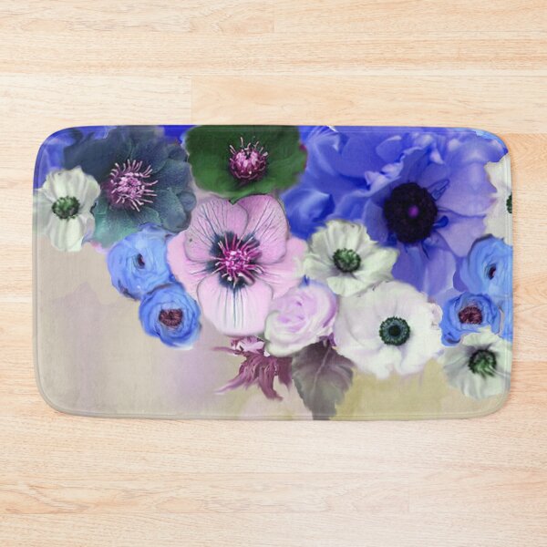 Item preview, BLUE WHITE ROSES ,PINK ANEMONE FLOWERS ELEGANT FLORAL designed and sold by BulganLumini.