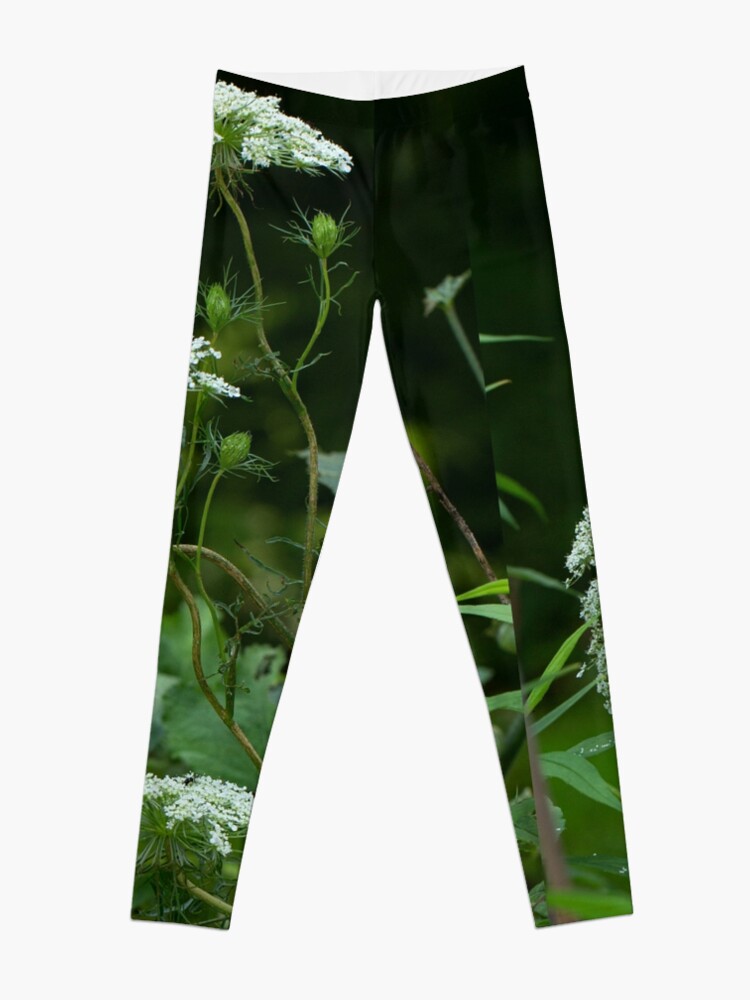 Alternate view of Queen Anne's Lace Wildflower - Daucus carota Leggings