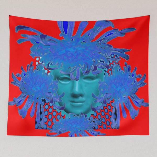 Item preview, BOHEMIAN RED BLUE  DECORATIVE ABSTRACT MASQUERADE FACE MASK,  designed and sold by sharlesart.