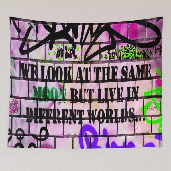 Item preview, Same Moon Different Worlds Colorful Graffiti  designed and sold by mwagie.