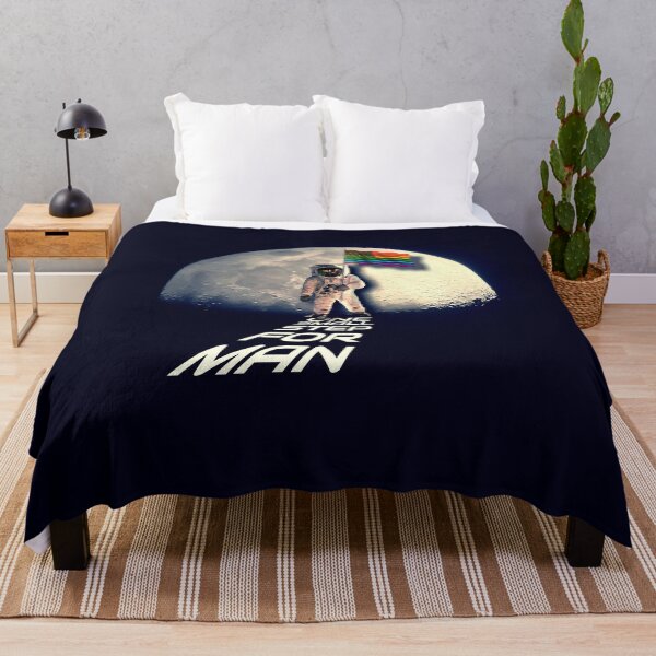 Item preview, PRIDE Moon. 50th anniversary of the moon landing & STONEWALL riots ONE SMALL STEP FOR MAN Inspirational, words with an American rainbow flag designed and sold by tinytiger77.