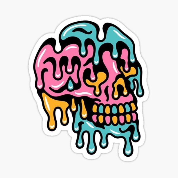 Colourful Melting Skull Sticker