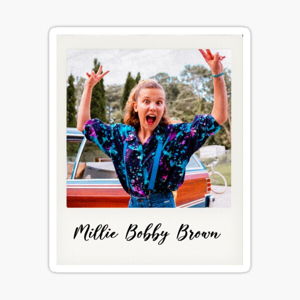 millie bobby marrón polaroid Pegatina