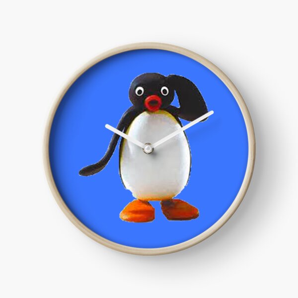 "Surprised Pingu" Clock by Kurkings | Redbubble