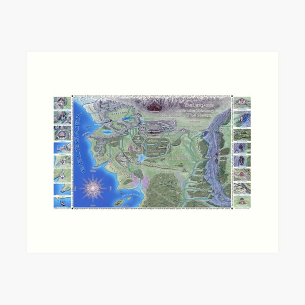 Fantasy Map with Cities Variant Art Print