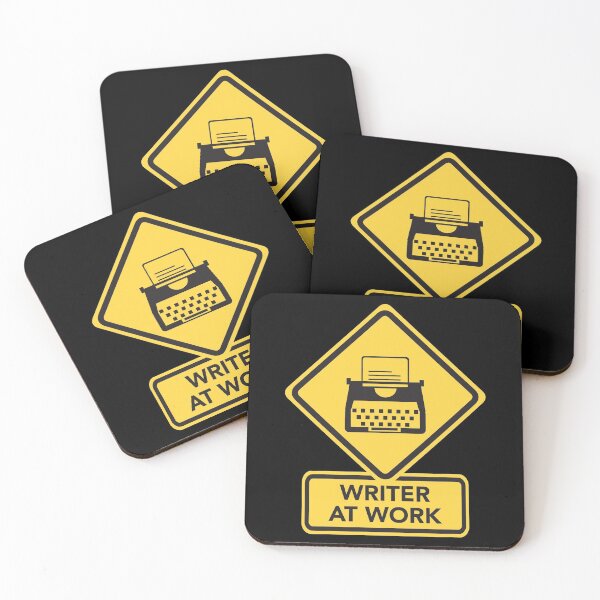 Item preview, Writer at Work Yellow and Black Typewriter Caution Sign designed and sold by awkwarddesignco.