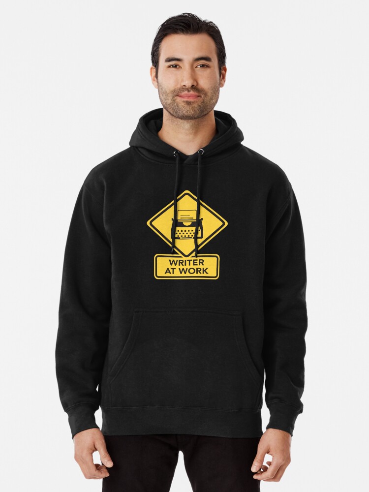 Writer at Work Yellow and Black Typewriter Caution Sign | Pullover Hoodie