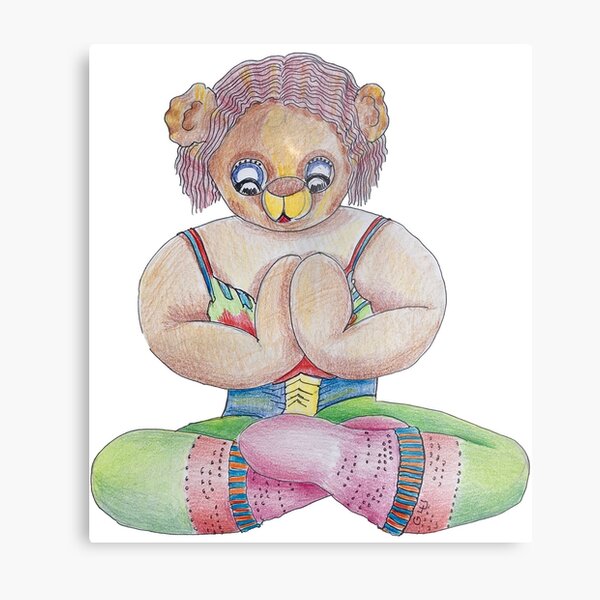 Yoga Bear Metal Print