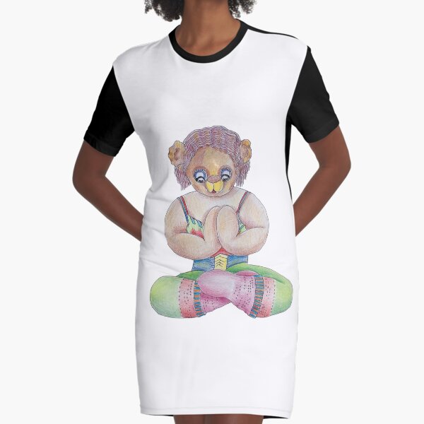 Yoga Bear Graphic T-Shirt Dress