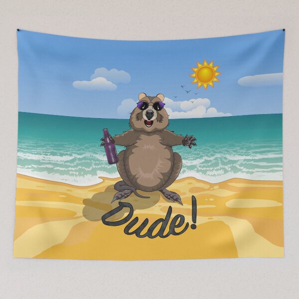 Item preview, Dude! - Rottnest Island Quokka on the Beach by Amanda M Lucas designed and sold by Amanda Lucas.